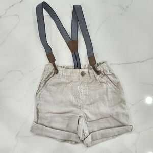 Cream Linen Shorts with Suspenders H&M 12-18m nwot